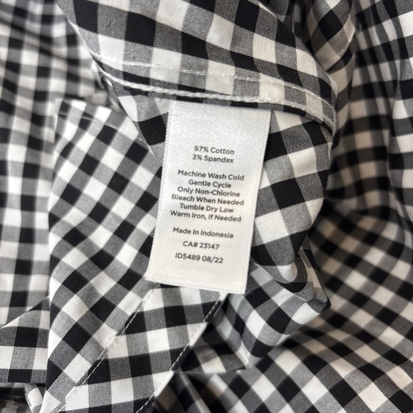 TALBOTS Women's 8 Non Iron Checked Collared  Tank Top Black White Cotton - Picture 7 of 7